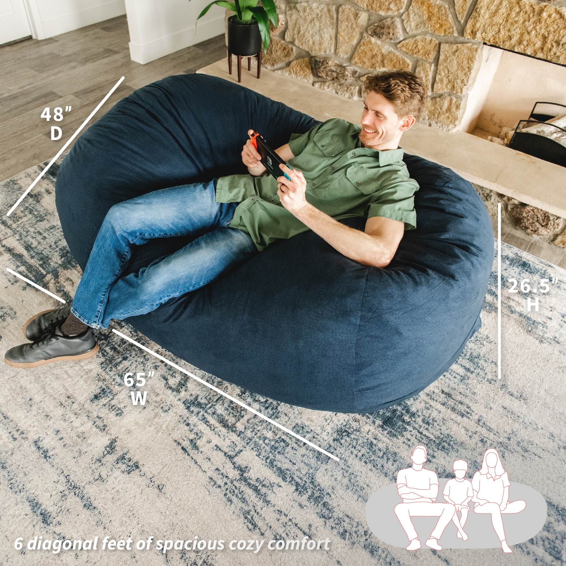 Fuf® 6Ft Foam Bean Bag Lounger - Image 10