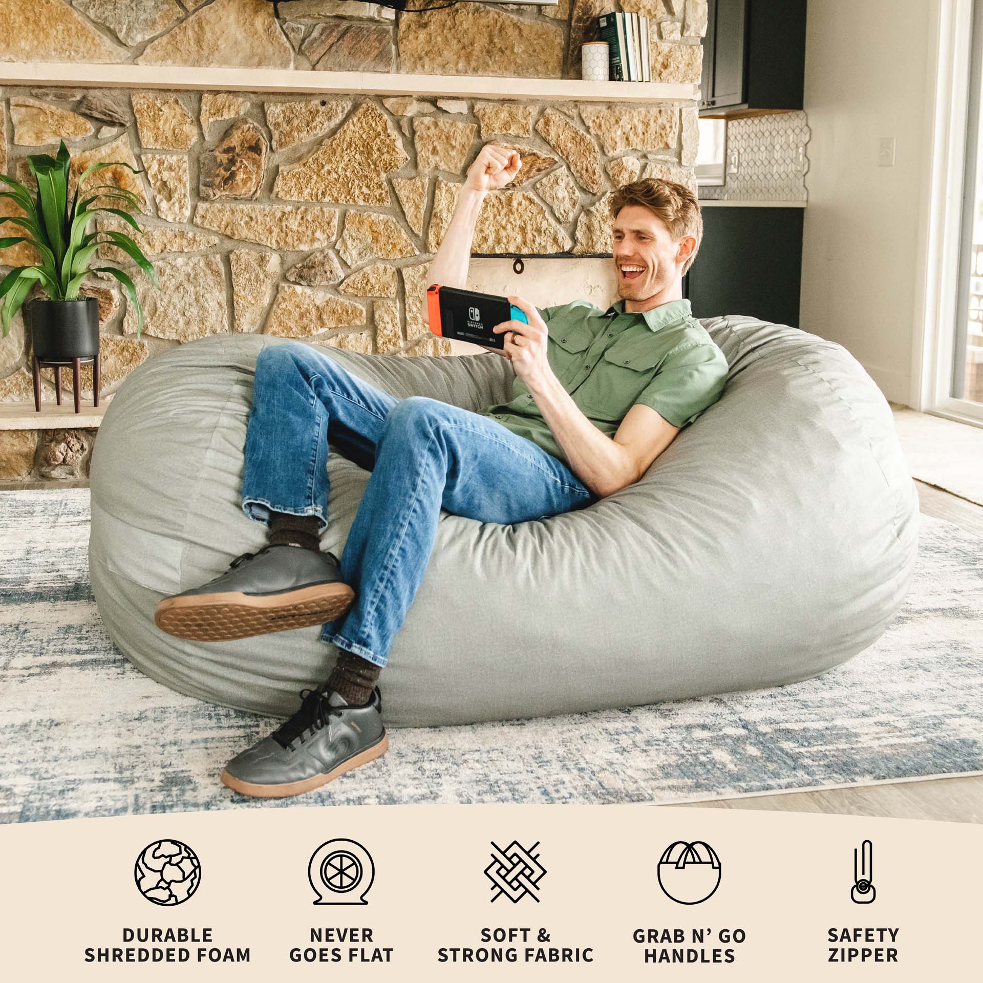 Fuf® 6Ft Foam Bean Bag Lounger - Image 17