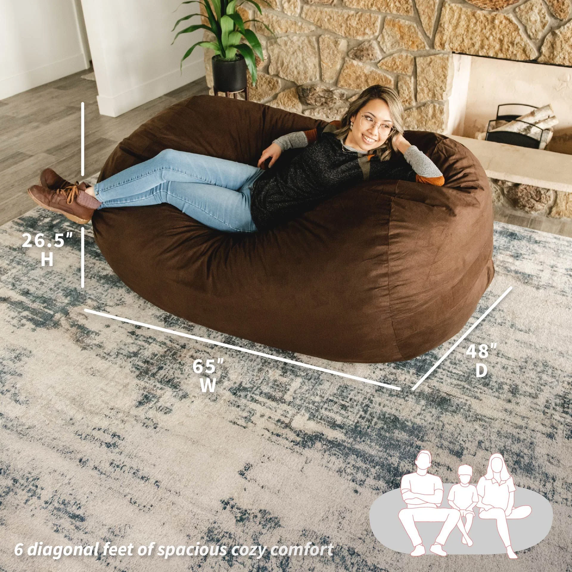 Fuf® 6Ft Foam Bean Bag Lounger - Image 23