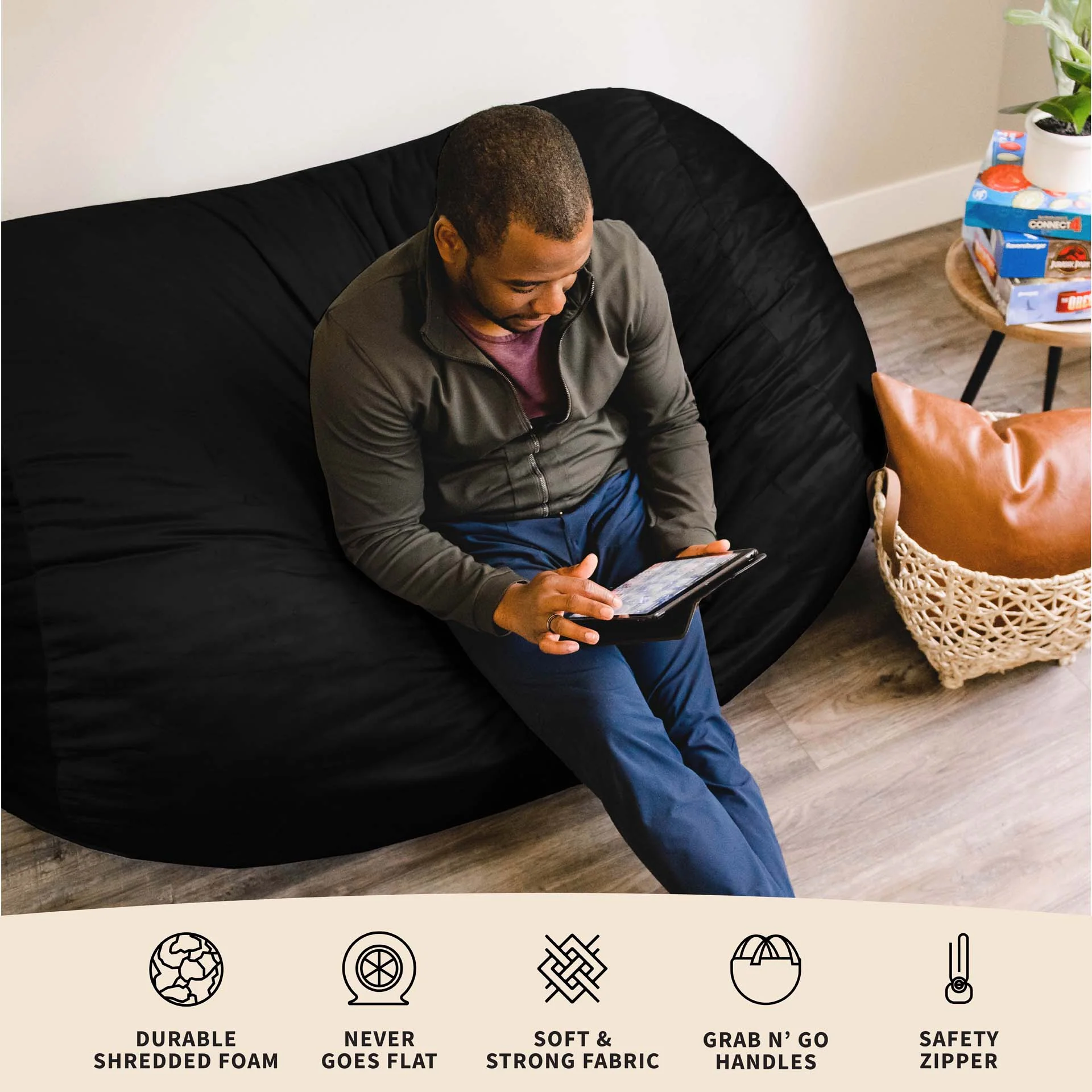 Fuf® 6Ft Foam Bean Bag Lounger - Image 29