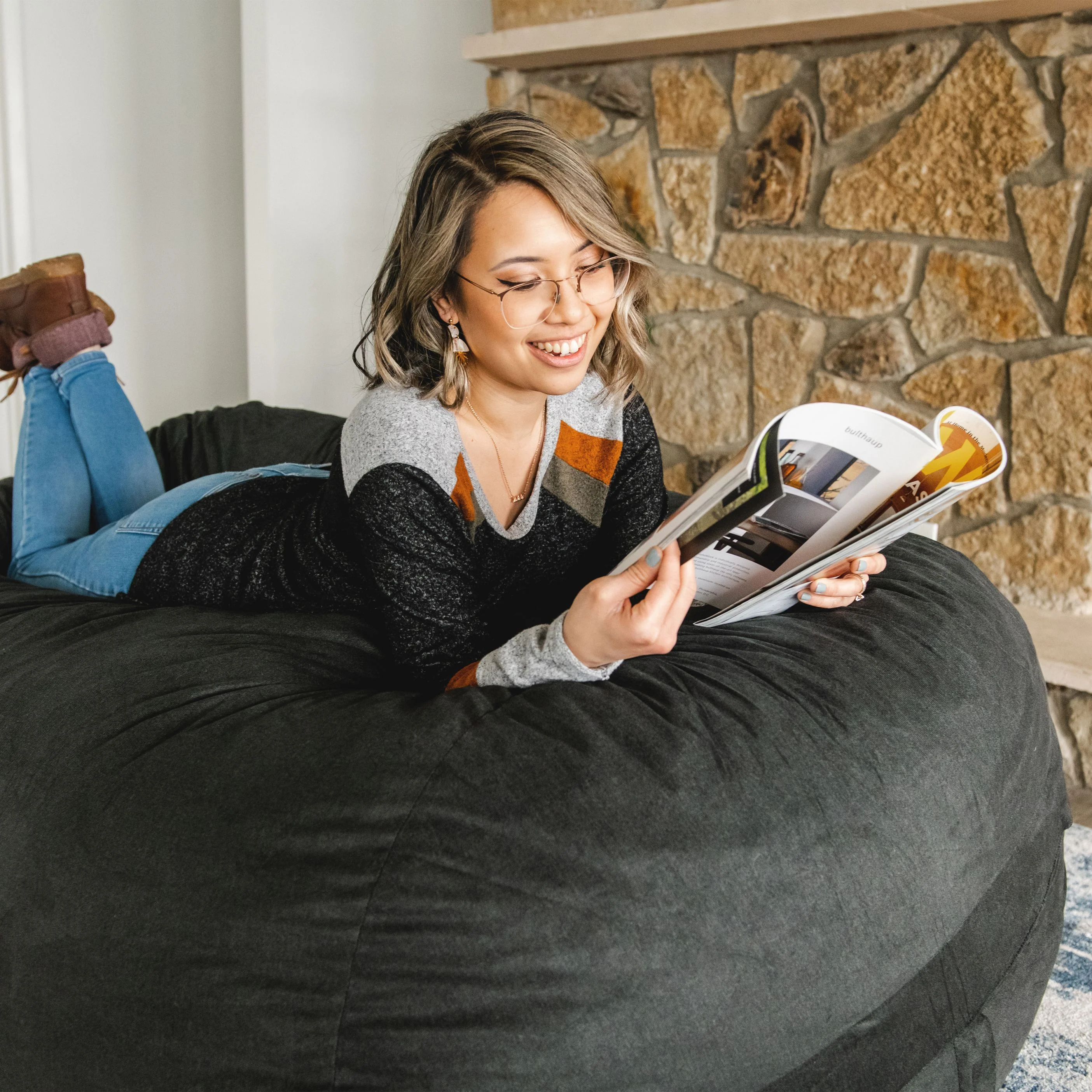 Fuf® 6Ft Foam Bean Bag Lounger - Image 3