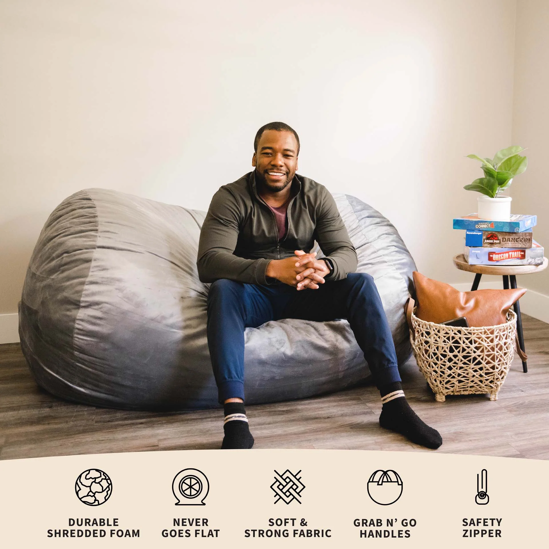 Fuf® 6Ft Foam Bean Bag Lounger - Image 35