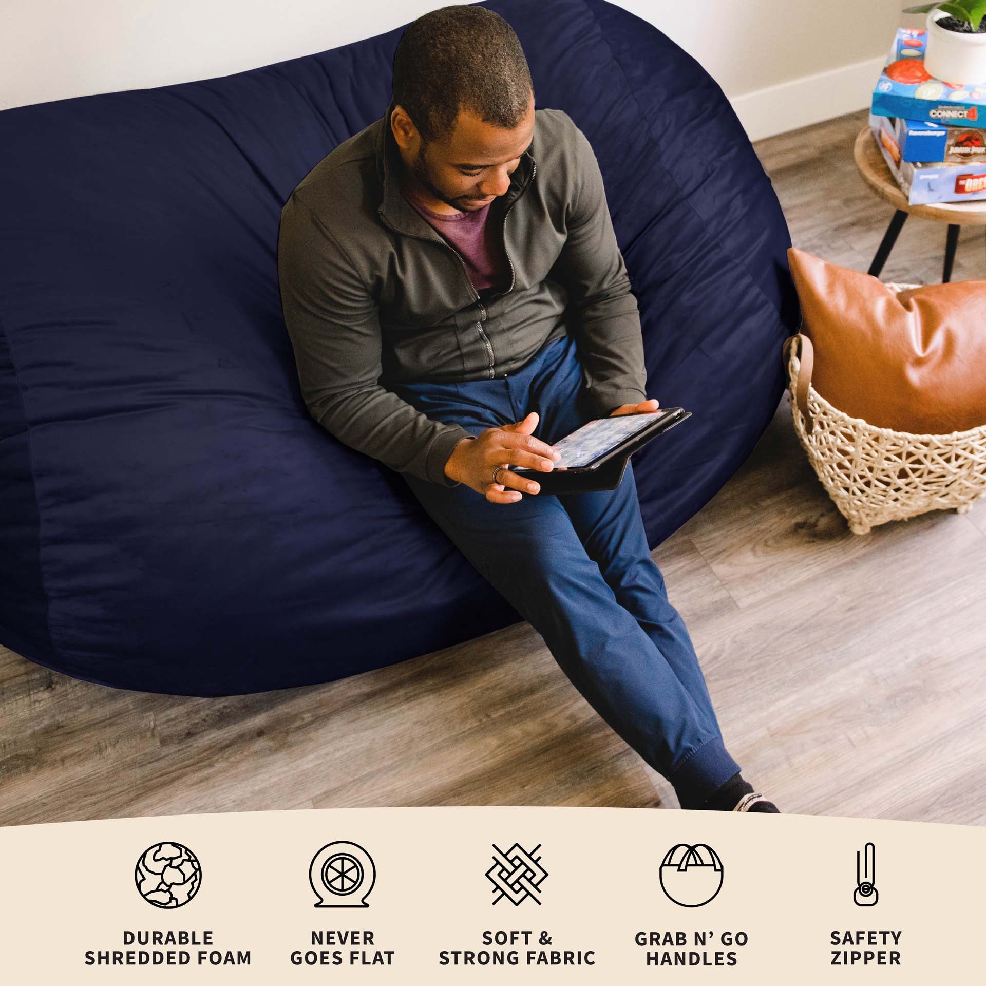 Fuf® 6Ft Foam Bean Bag Lounger - Image 43